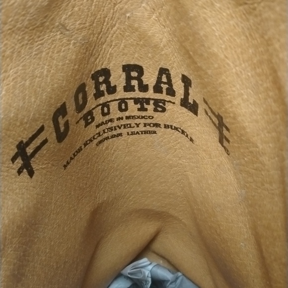 CORRAL AB019 "El Paso" leather snip toe cowgirl boot tan/brown/turquoise sz 9.5 - Picture 4 of 14